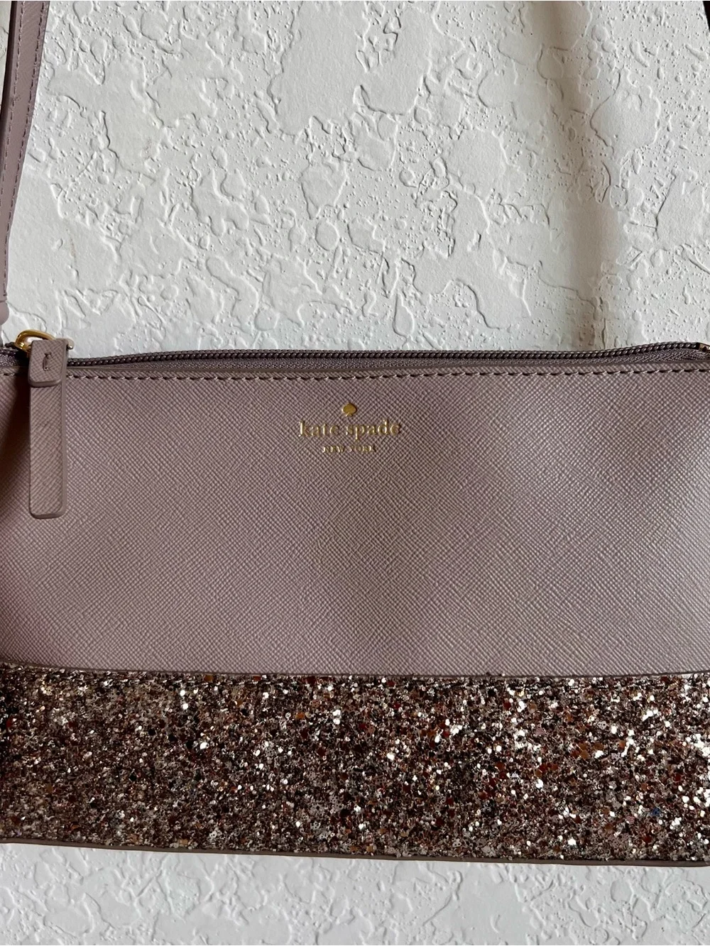 kate spade Greta Court Glitter Lavender Gray Crossbody Bag